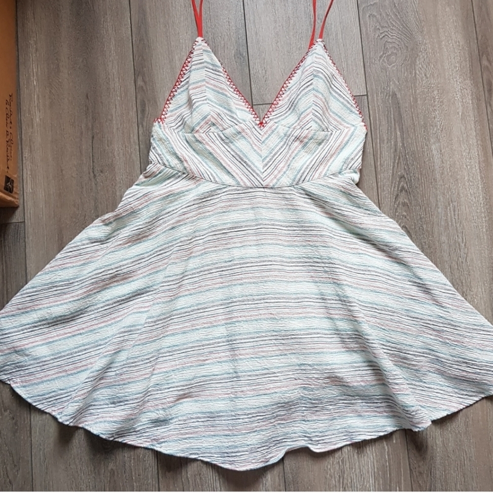 Anthropologie Mini Dress in White with Multicoloured Stripes
